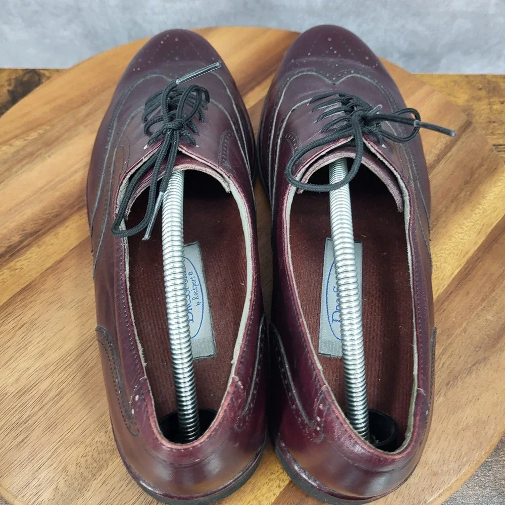 DresSports Rockport Oxford Shoes Mens 11.5 Burgundy Leather Wingtip Brogue Dress